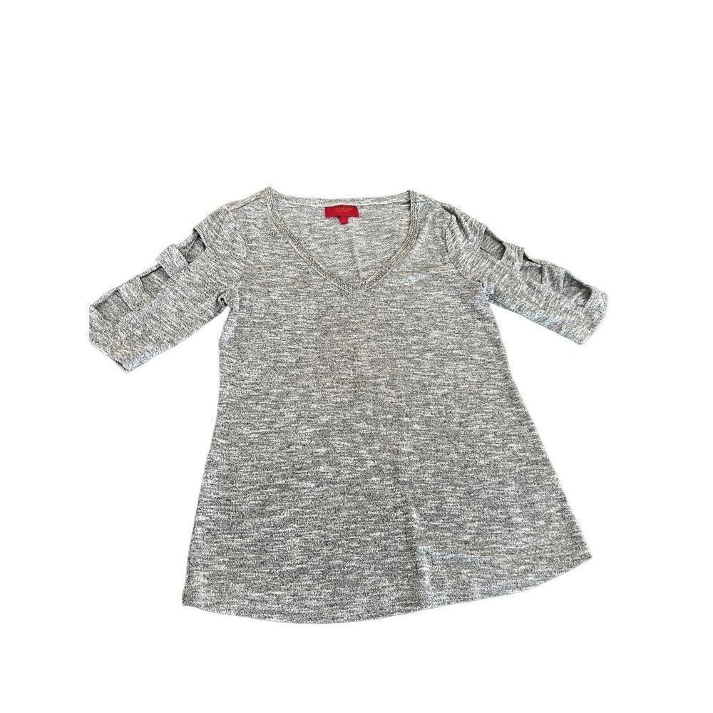 JENNIFER LOPEZ Shirt Womens Size Small Gray Rhinestone V-Neck size Small